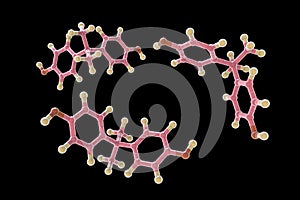 Bisphenol A molecule, 3D illustration. Organic compound used in manufacturing of plastics