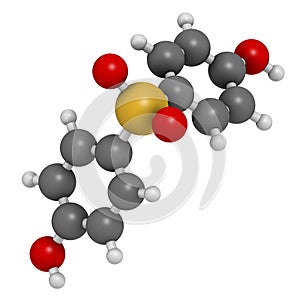 Bisphenol S BPS plasticizer molecule. Used as curing agent in epoxy glues and as alternative to BPA.