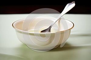 bisque in fine china bowl with silver spoon