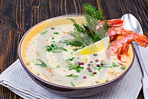 Bisque soup with shrimps