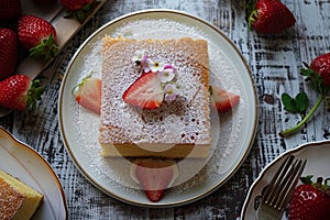 bisquit cake decorated with strawberries