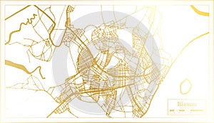 Bissau Republic of Guinea-Bissau City Map in Retro Style in Golden Color. Outline Map