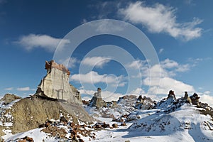 Bisti Badlands Wilderness Area in winter, New Mexico, USA