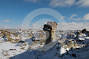 Bisti Badlands Wilderness Area in winter, New Mexico, USA