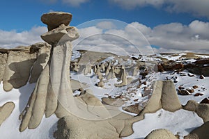 Bisti Badlands Wilderness Area in winter, New Mexico, USA