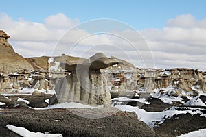 Bisti Badlands Wilderness Area in winter, New Mexico, USA