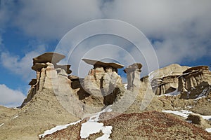 Bisti Badlands Wilderness Area in winter, New Mexico, USA