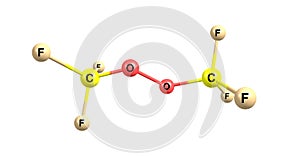 Bistrifluoromethylperoxide molecular structure isolated on white photo