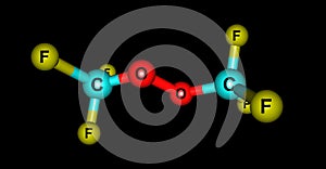 Bistrifluoromethylperoxide molecular structure isolated on black photo