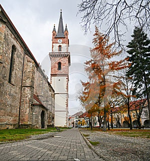 Bistrita city from Transylvania in Bistrita-Nasaud county - details and architecture from the centre of the town in an autumn day