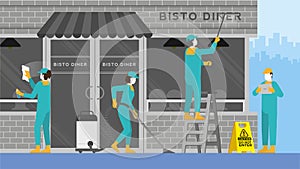 bistro cafe. Clean and check inspector