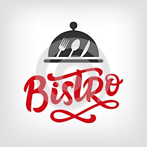 Bistro cafe vector logo badge with hand written modern calligraphy