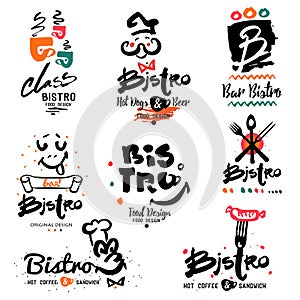 Bistro logo, images and design elements.