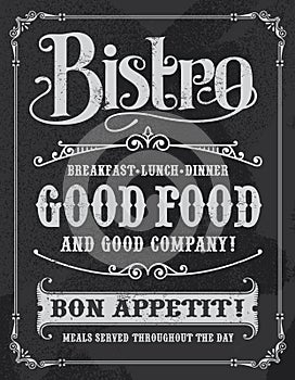 Bistro Restaurant Chalkboard Sign photo