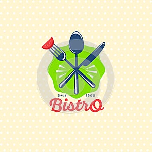 Bistro restaurant logo. Snack emblem. Salad bar restaurant logo. Vegeterian snack emblem.