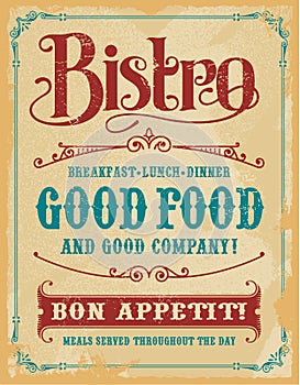 Bistro Restaurant Poster Sign