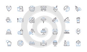 Bistro-style Eating line icons collection. Ambience, Cuisine, Menu, Freshness, Flavor, Quality, Savory vector and linear