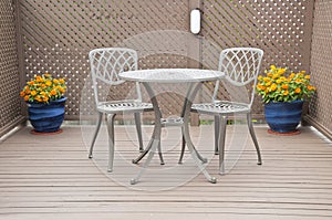 Bistro Table and Chairs on the Deck photo