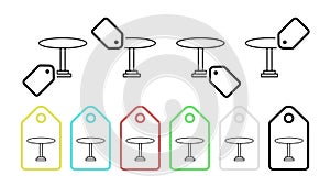 Bistro table vector icon in tag set illustration for ui and ux, website or mobile application