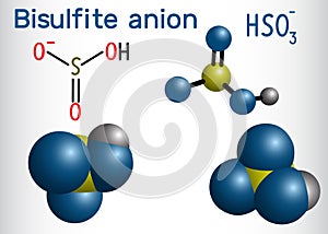 Bisulfite anion hydrogen sulfite molecule. Sodium bisulfite E photo