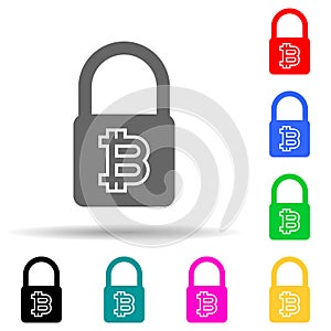 bit coin lock multi color style icon. Simple glyph, flat vector of crypto icons for ui and ux, website or mobile application