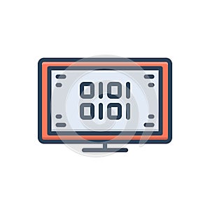 Color illustration icon for Bit, binary and code