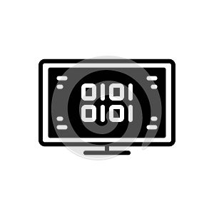 Black solid icon for Bit, binary and code