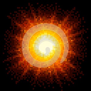 8-bit Pixel Art Fiery Explosion. EPS8 Vector photo