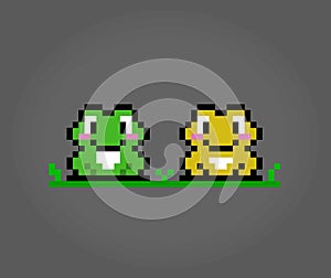 8 bit pixel frog. Animals in vector
