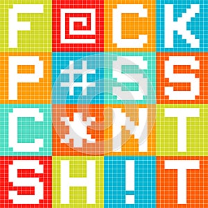 8-bit Pixel 4-Letter Swear Words in Squares