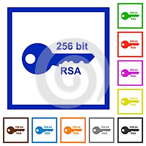 256 bit rsa encryption flat framed icons