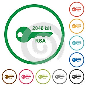 2048 bit rsa encryption flat icons with outlines