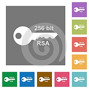 256 bit rsa encryption square flat icons