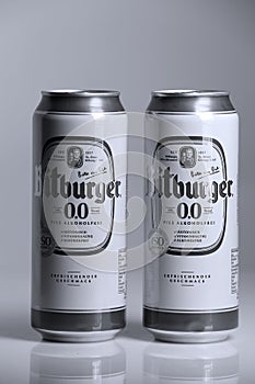 Bitburger beers, isolated, white background