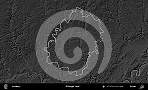 Bitburger Land outlined, Germany. Grayscale