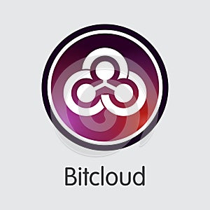 Bitcloud Blockchain Cryptocurrency. Vector BTDX Coin Image.