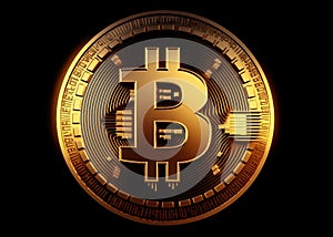 Bitcoin on abstract background. generative ai.