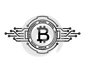 Bitcoin, abstract silver symbol of internet money. Digital Crypto currency symbol.