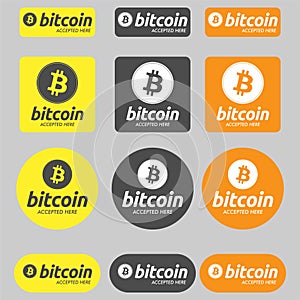 Bitcoin accepted here Payment Button set