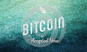 Bitcoin Accepted Here Retro Design White On Blue