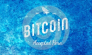 Bitcoin Accepted Here Retro Design White On Light Blue