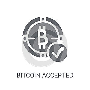 Bitcoin accepted icon. Trendy Bitcoin accepted logo concept on w