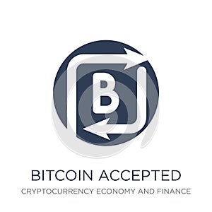 Bitcoin accepted icon. Trendy flat vector Bitcoin accepted icon