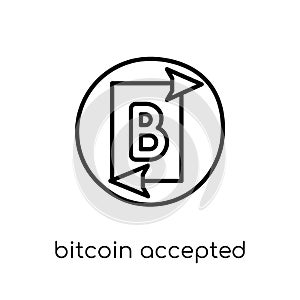 Bitcoin accepted icon. Trendy modern flat linear vector Bitcoin