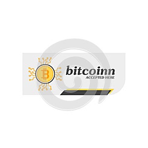 Bitcoin accepted icon vector sign and symbol isolated on white background, Bitcoin accepted logo concept