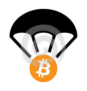 Bitcoin airdrop vector icon, decentralized digital currency