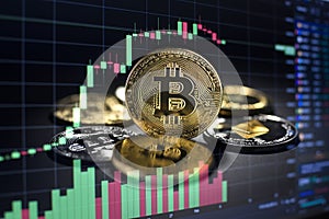 Bitcoin Altcoin cryptocurrency investing concept with graph and coins photo