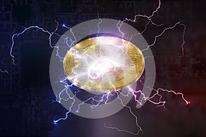 Bitcoin or Altcoin digital crypto currency lightning network change concept. and soft fork photo