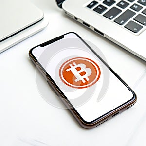 Bitcoin application isolated on white background