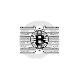 Bitcoin around the world icon. Premium quality graphic design icon. Signs and symbols collection icon for websites, web design, mo